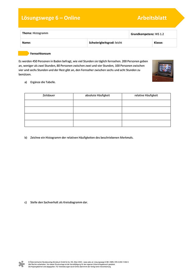 Histogramm, Kreisdiagramm