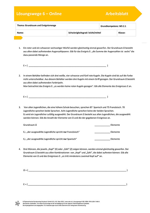 Grundraum und Ereignismenge
