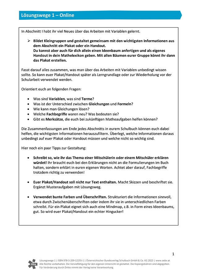 Plakat bzw. Handout
