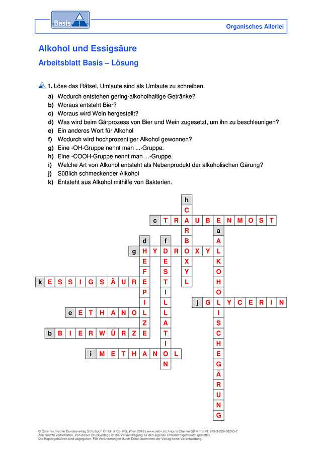 Alkohol und Essigsäure