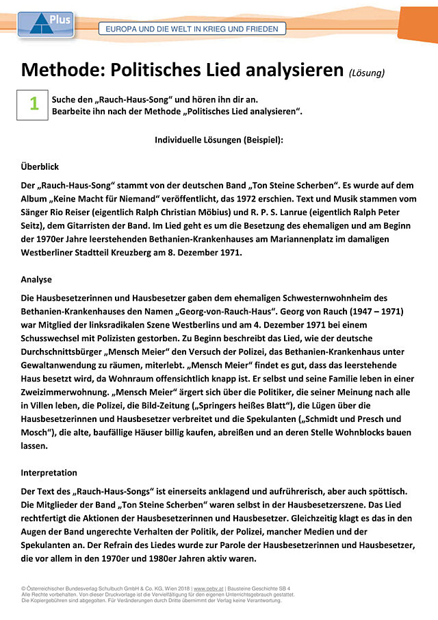 Politisches Lied analysieren