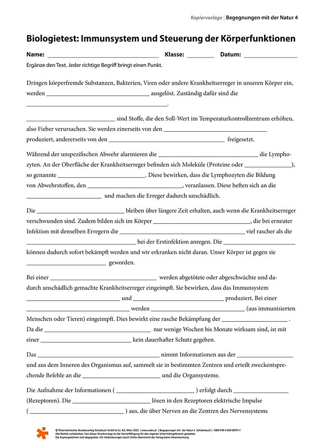 Immunsystem und Steuerung der Körperfunktionen