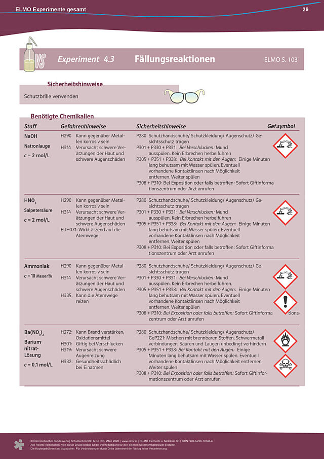 Experimenteanleitung 4.3 „Fällungsreaktionen“