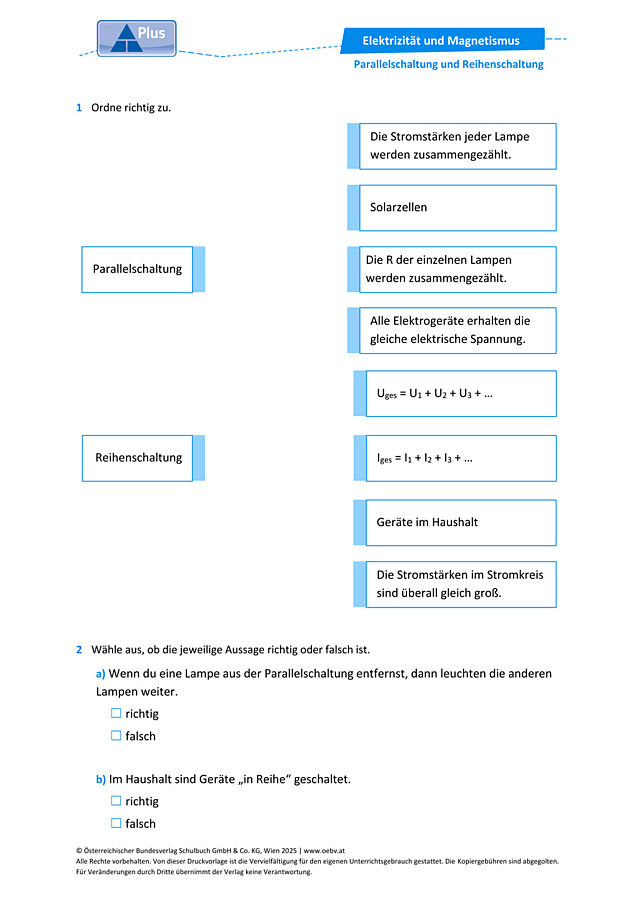 Parallelschaltung und Reihenschaltung