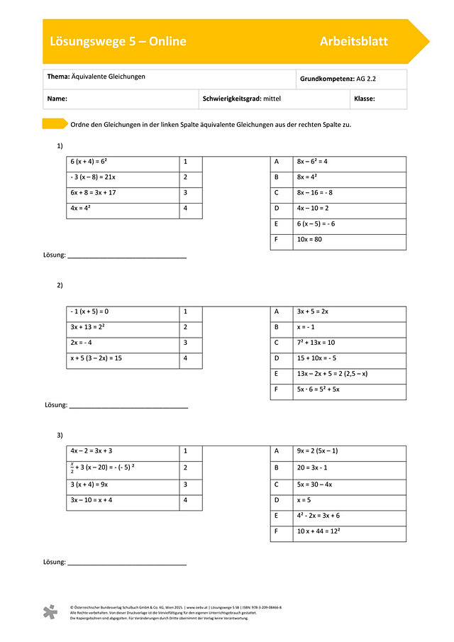 Äquivalente Gleichungen