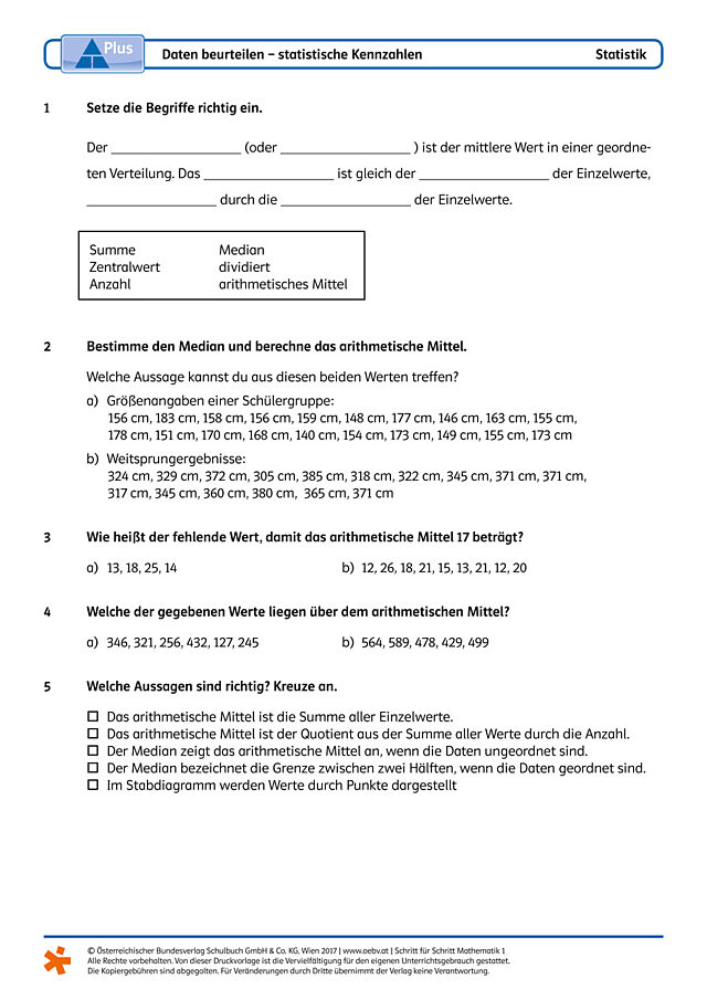 Daten beurteilen - statistische Kennzahlen