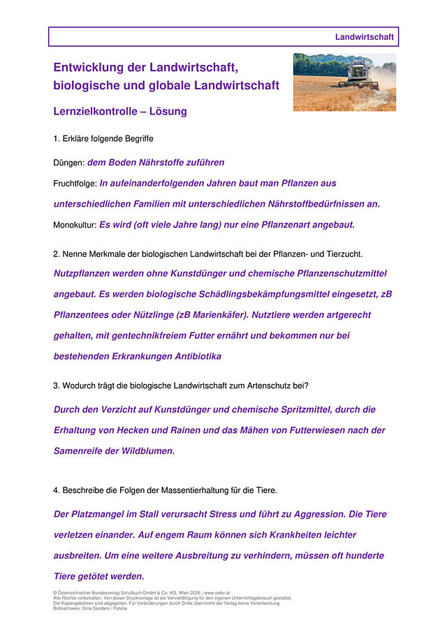 Entwicklung, biologische und globale Landwirtschaft
