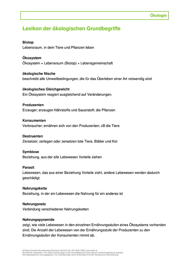 Ökologie Lexikon