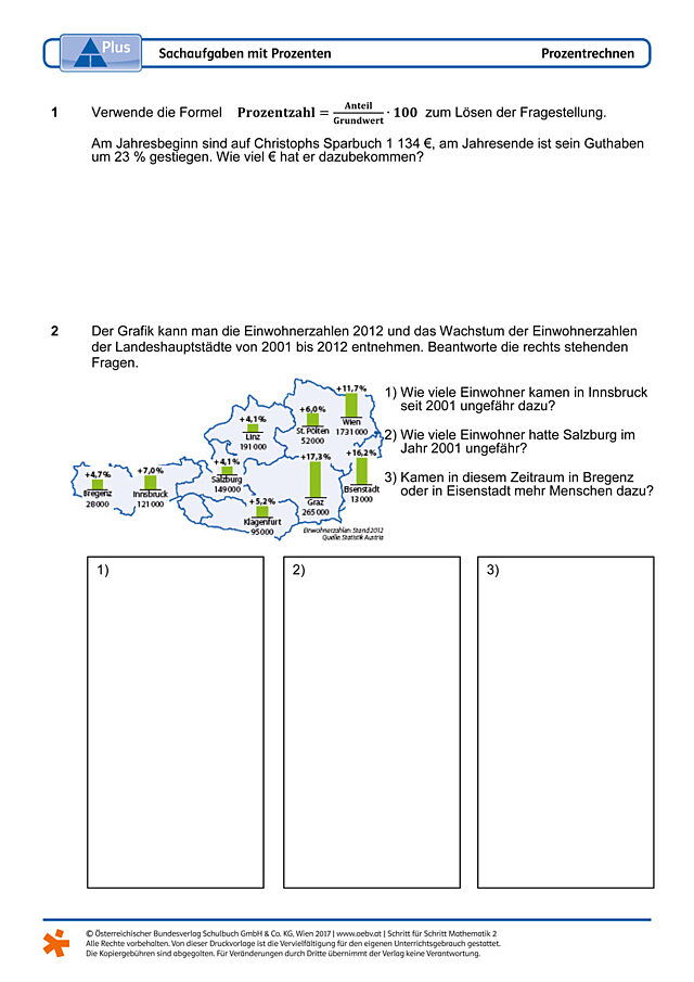 Sachaufgaben mit Prozenten