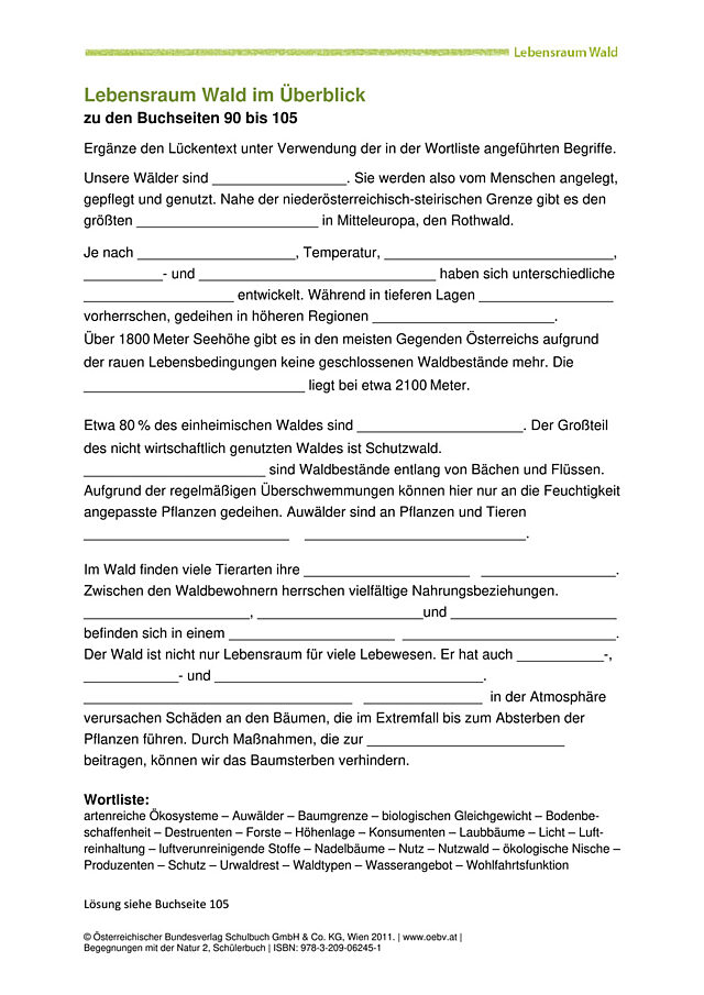 Lebensraum Wald im Überblick