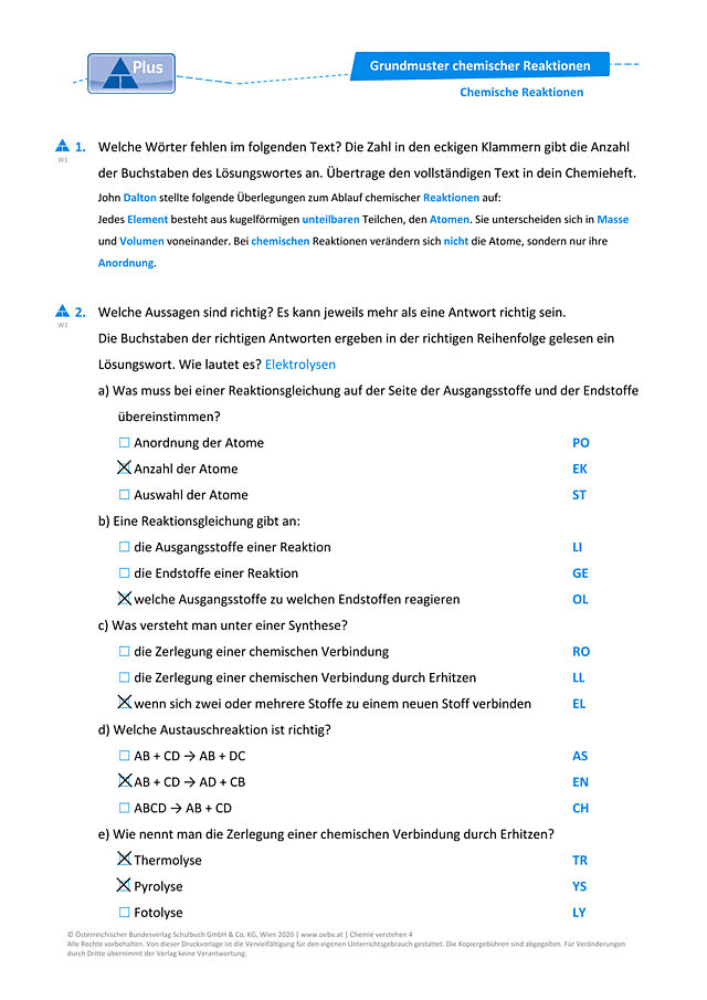 Chemische Reaktionen