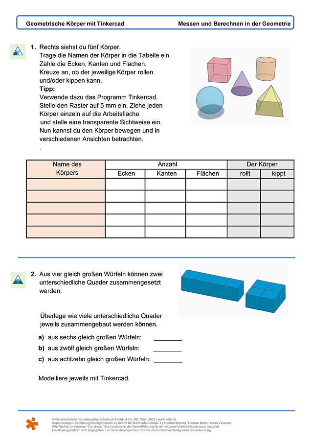 Geometrische Körper mit Tinkercad