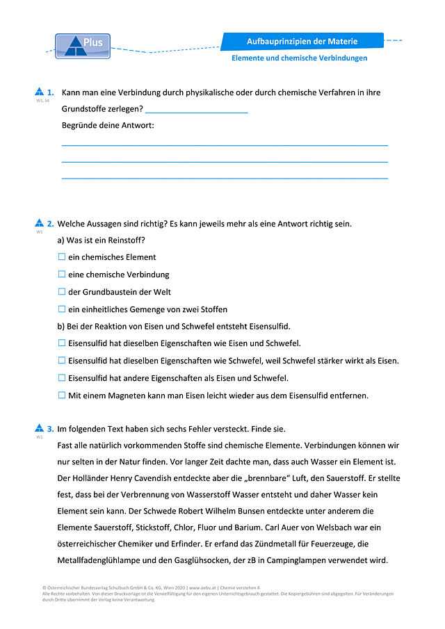 Elemente und chemische Verbindungen