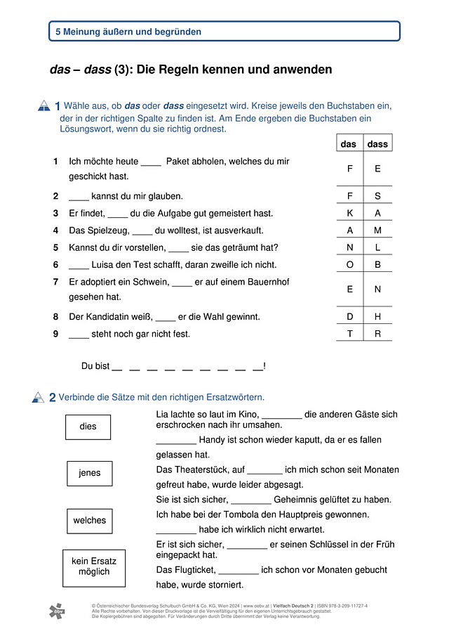 das - dass Regeln anwenden