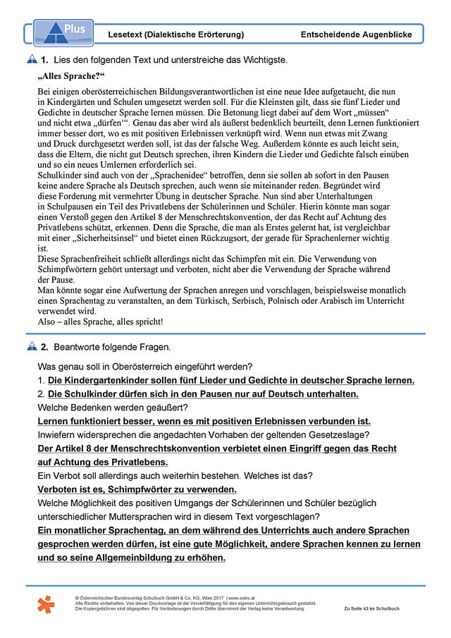 Lesetext (Dialektische Erörterung)