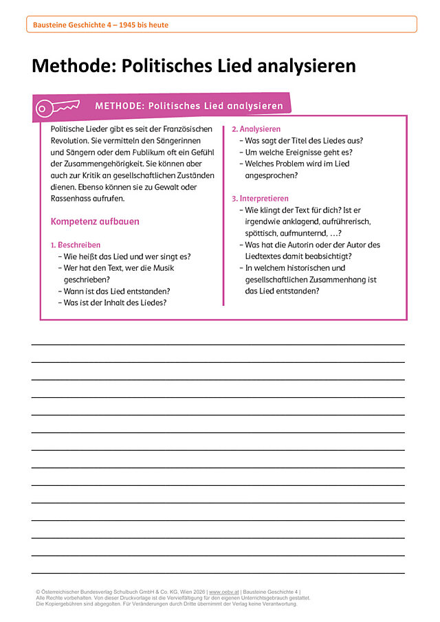 Methode: Politisches Lied analysieren Blanco