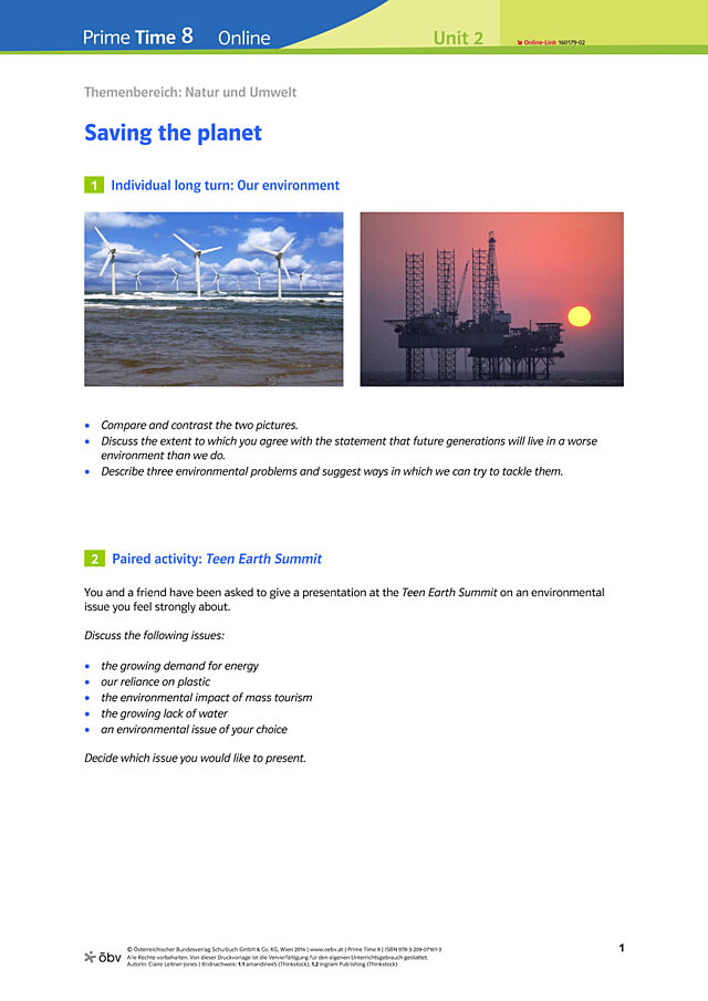 Saving the planet: Speaking prompts