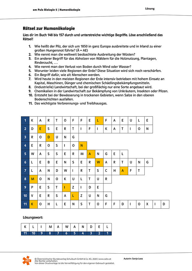 Rätsel zur Humanökologie