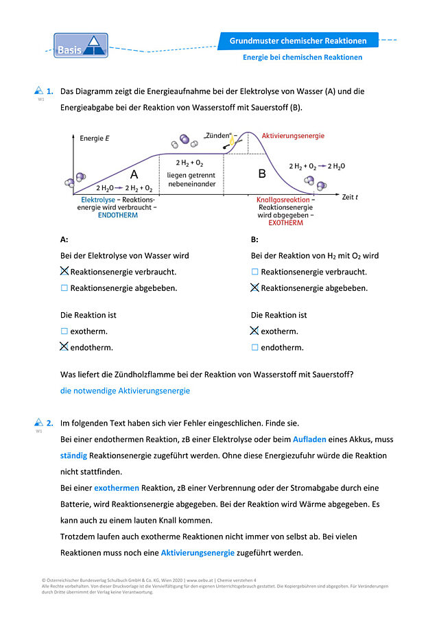 Energie bei chemischen Reaktionen