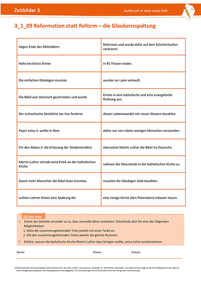 Reformation statt Reform – die Glaubensspaltung