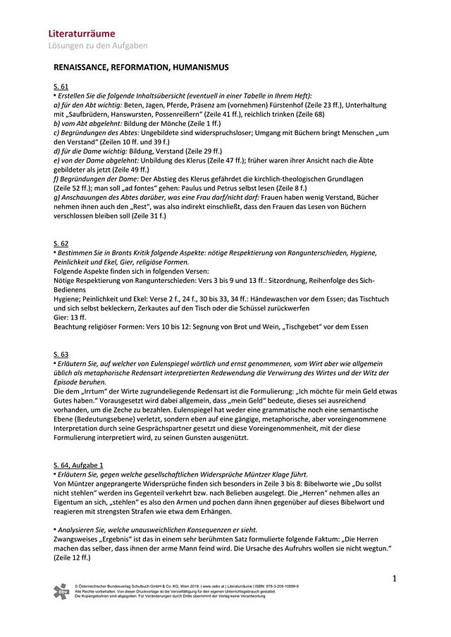 Renaissance, Reformation, Humanismus