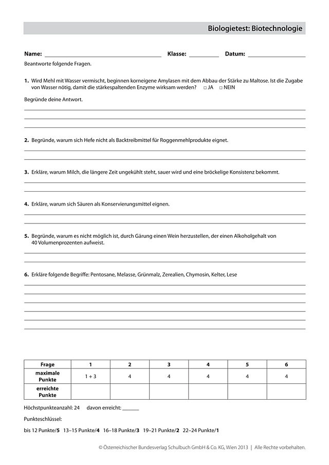 Biologietest: Biotechnologie