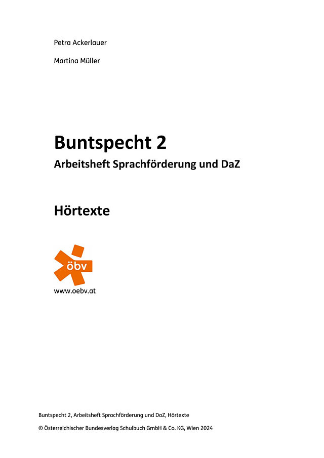 Tapescript zu Buntspecht 2, Arbeitsheft DaZ