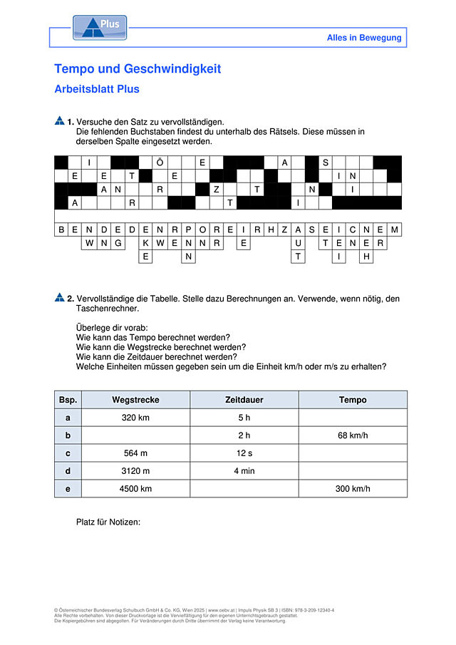 Tempo und Geschwindigkeit