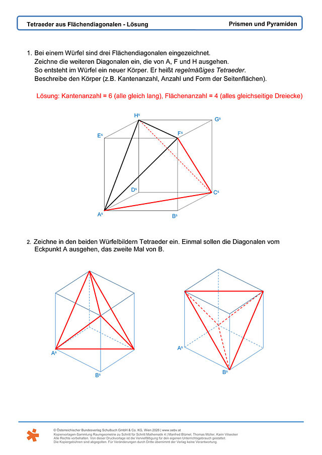 Tetraeder aus Flächendiagonalen