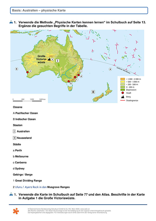 Australien - phys. Karte