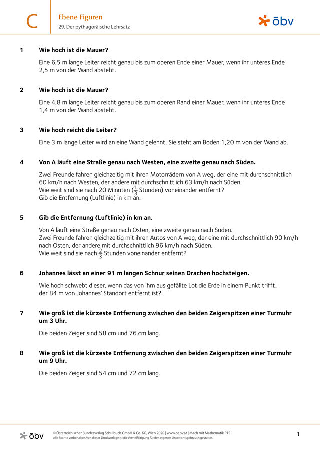 29. Der pythagoräische Lehrsatz