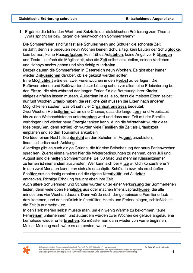 Dialektische Erörterung schreiben