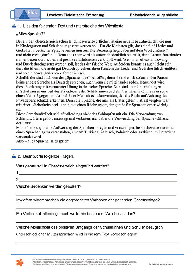 Lesetext (Dialektische Erörterung)