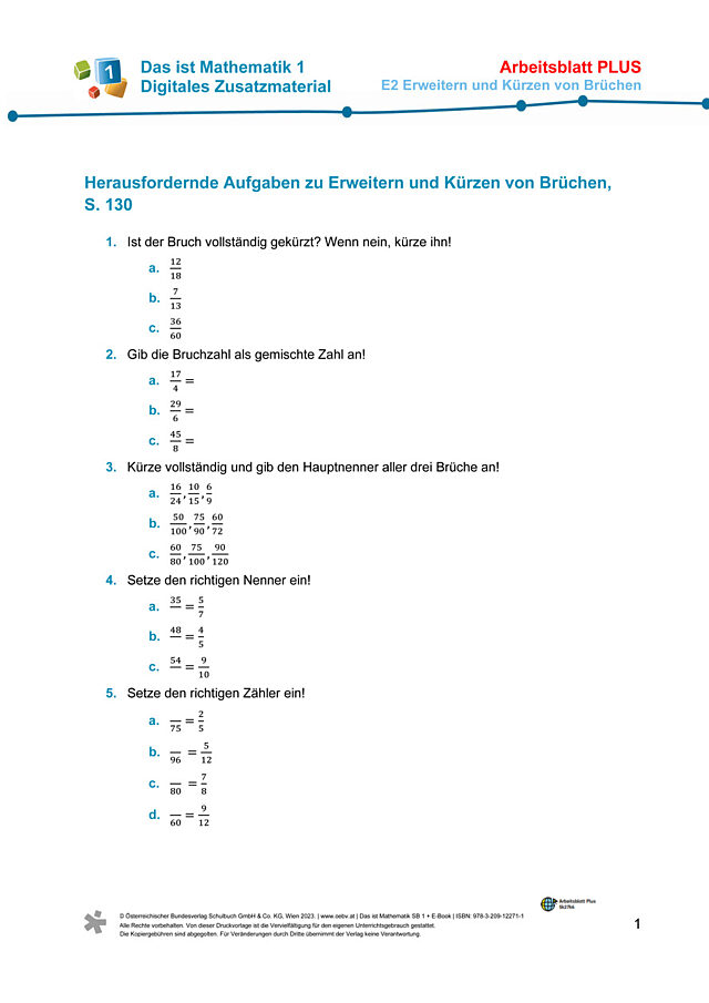 Erweitern und Kürzen von Brüchen