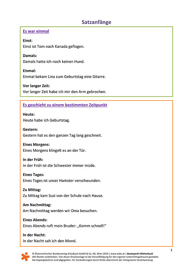 Satzanfänge