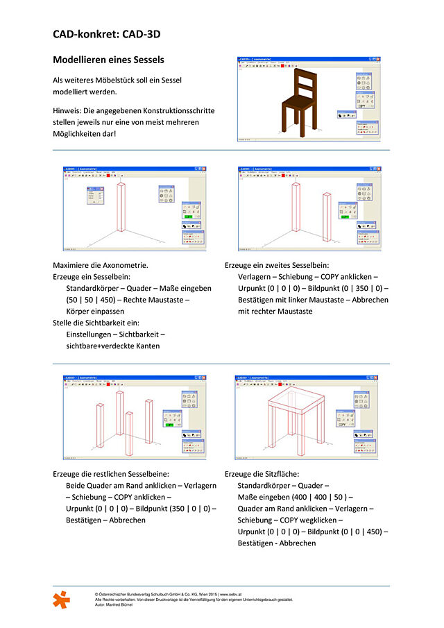 CAD konkret (CAD-3D): Modellieren eines Sessels