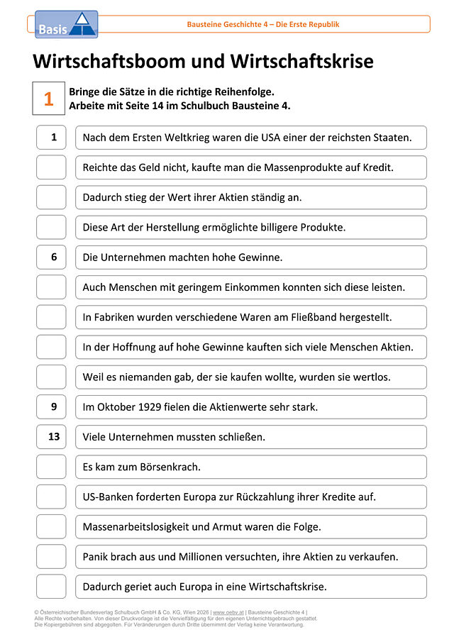 Wirtschaftsboom und Wirtschaftskrise