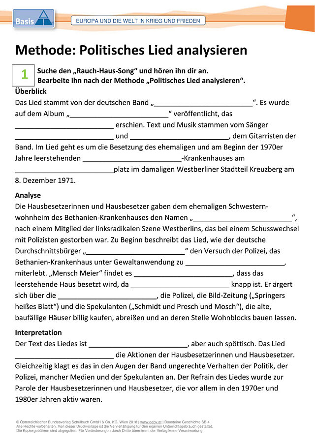 Politisches Lied analysieren