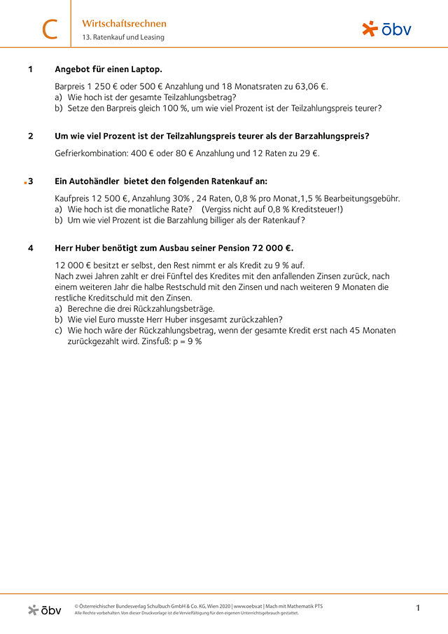 13. Ratenkauf und Leasing