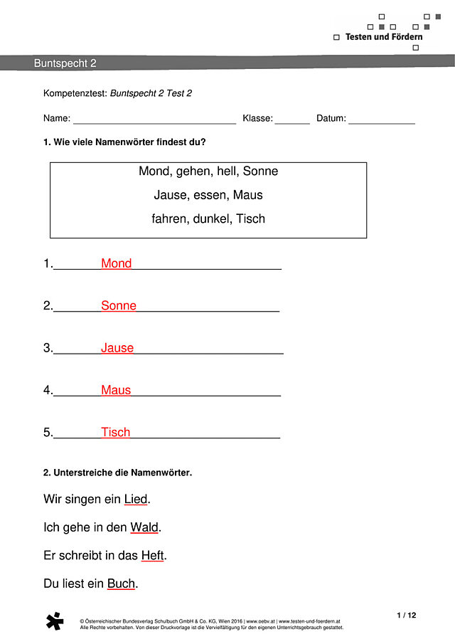 Buntspecht 2 Test 2 Lösung