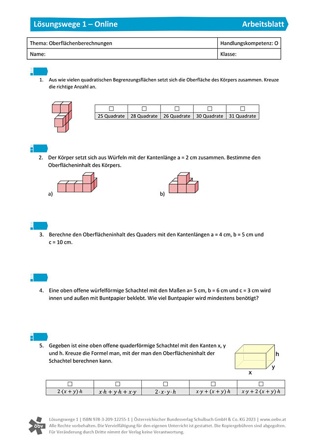 Oberflächenberechnungen 1