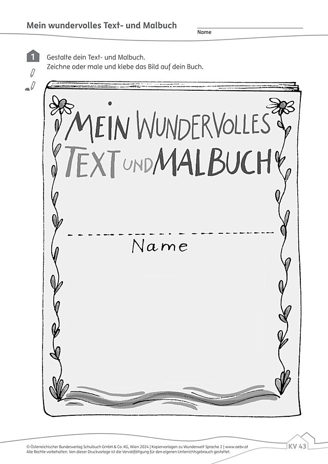 Ausmalbild Text- und Malbuch Wunderwelt