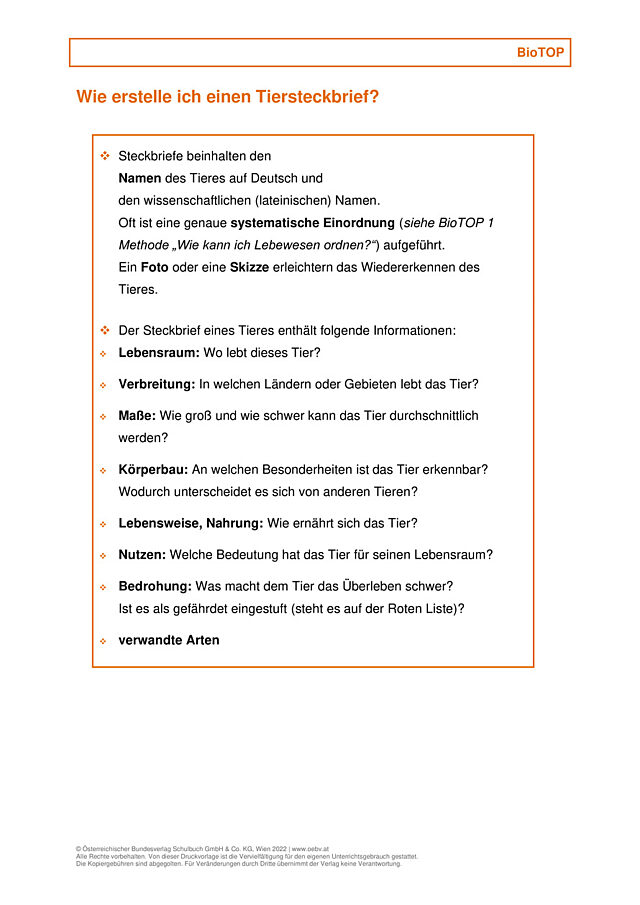 Wie erstelle ich einen Tiersteckbrief?
