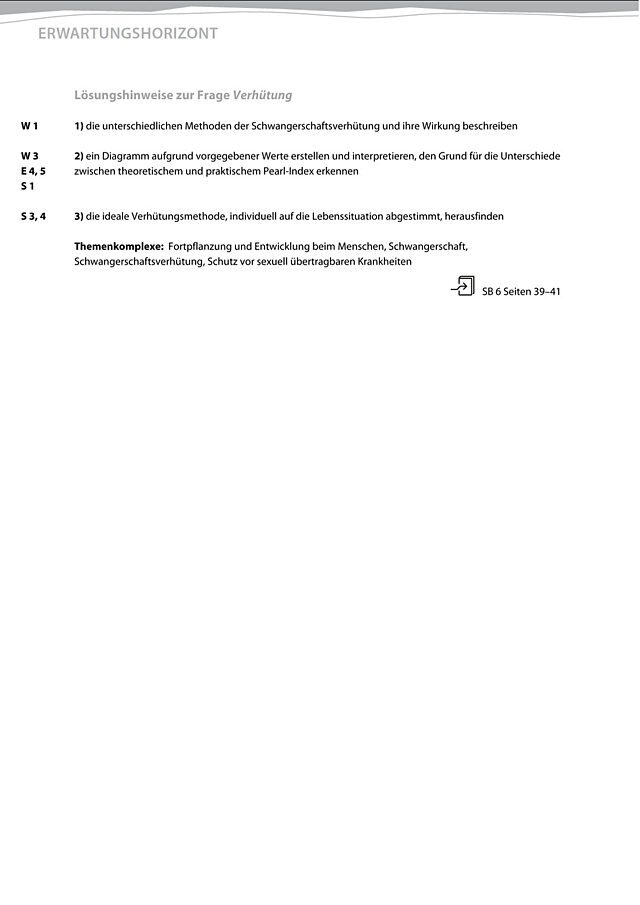 Verhütung: Lösungshinweise