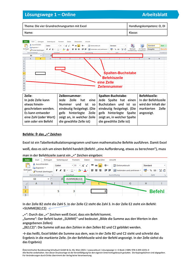 Digi-Arbeitsblatt: Diagramme mit Excel erstellen 2