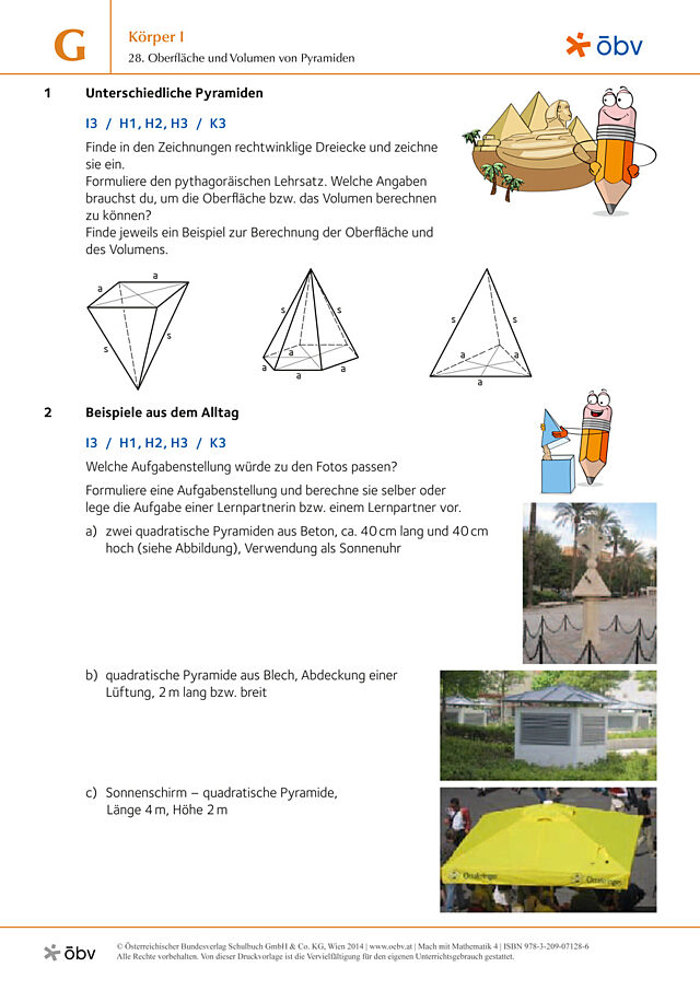 28. Oberfläche und Volumen von Pyramiden