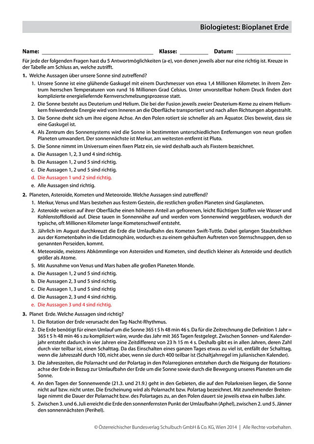 Biologietest: Bioplanet Erde