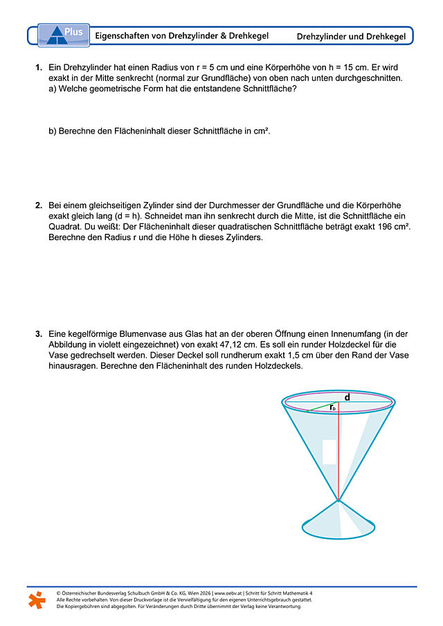 Eigenschaften von Drehzylinder und Drehkegel