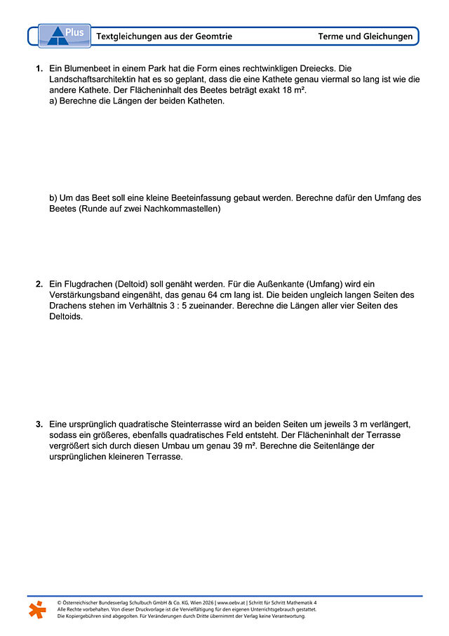 Textgleichungen aus der Geomtrie