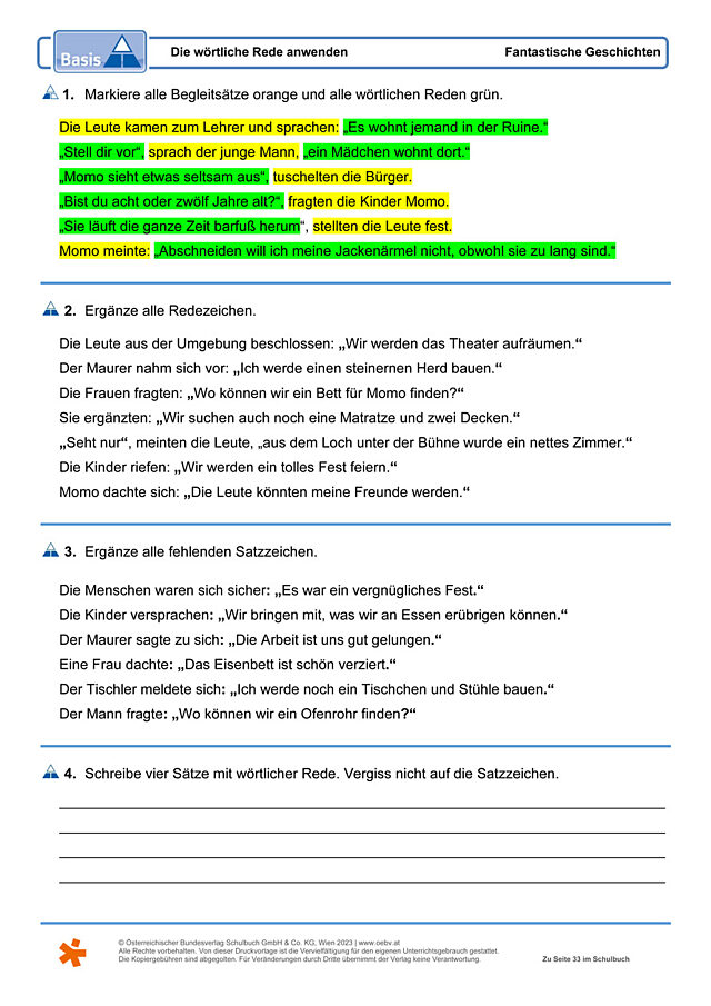 Die wörtliche Rede anwenden